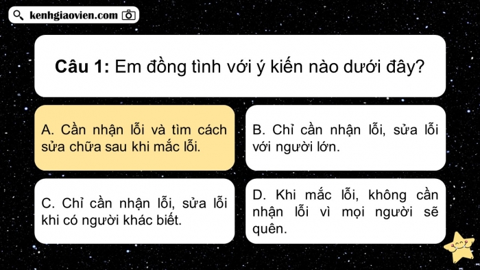 Trò chơi khởi động Đạo đức 2 kết nối Bài 6: Nhận lỗi và sửa lỗi