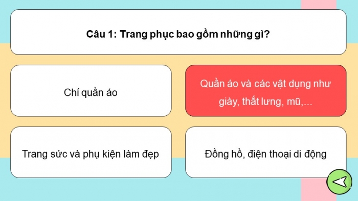 Trò chơi khởi động Công nghệ 6 kết nối Bài 7: Trang phục trong đời sống