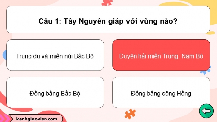 Trò chơi khởi động Lịch sử Địa lí 4 kết nối Bài 20: Thiên nhiên vùng Tây Nguyên