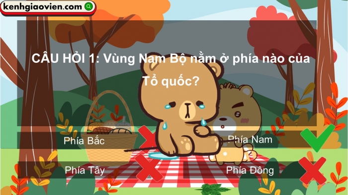 Trò chơi khởi động Lịch sử Địa lí 4 kết nối Bài 24: Thiên nhiên vùng Nam Bộ