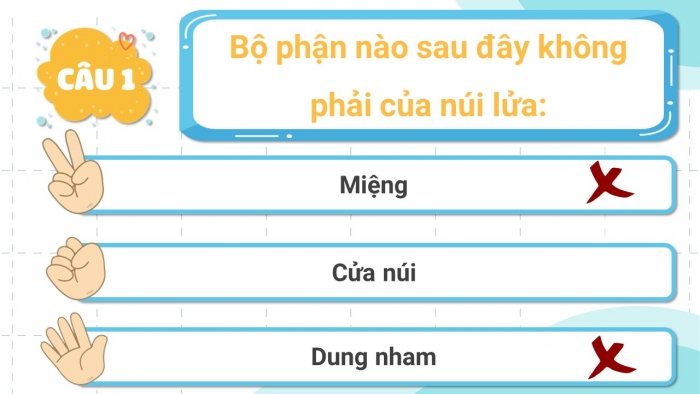 Trò chơi khởi động Địa lí 6 kết nối Bài 11: Quá trình nội sinh và quá trình ngoại sinh. Hiện tượng tạo núi