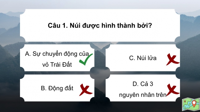 Trò chơi khởi động Địa lí 6 kết nối Bài 13: Các dạng địa hình chính trên Trái Đất. Khoáng sản