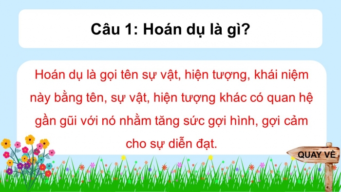 Trò chơi khởi động Ngữ văn 6 kết nối Bài 4: Biện pháp tu từ, Nghĩa của từ ngữ