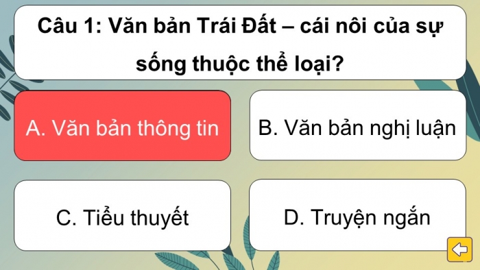 Trò chơi khởi động Ngữ văn 6 kết nối Bài 9: Trái Đất – cái nôi của sự sống