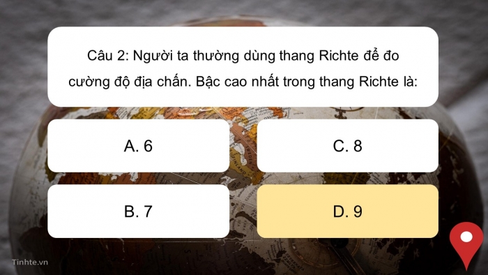 Trò chơi khởi động Địa lí 6 chân trời Bài 9: Cấu tạo của Trái Đất. Các mảng kiến tạo. Động đất và núi lửa