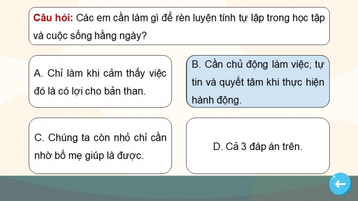 Trò chơi khởi động Công dân 6 chân trời Bài 5: Tự lập