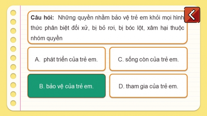 Trò chơi khởi động Công dân 6 chân trời Bài 12: Thực hiện quyền trẻ em