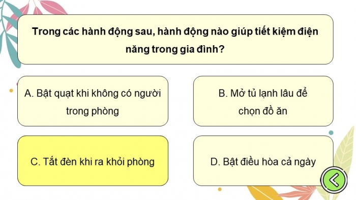 Trò chơi khởi động Công nghệ 6 cánh diều Bài 4: Sử dụng năng lượng trong gia đình