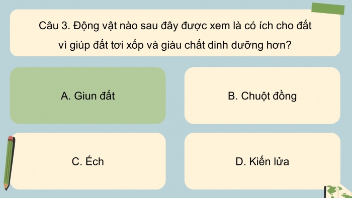 Trò chơi khởi động Địa lí 6 cánh diều Bài 21: Lớp đất trên Trái Đất