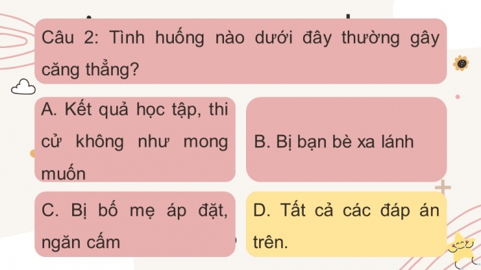 Trò chơi khởi động Công dân 7 kết nối Bài 6: Ứng phó với tâm lí căng thẳng