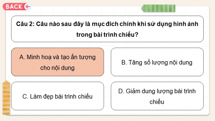 Trò chơi khởi động Tin học 7 kết nối Bài 12: Định dạng đối tượng trên trang chiếu
