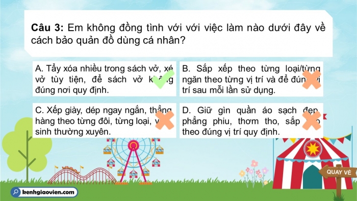 Trò chơi khởi động Đạo đức 2 kết nối Bài 7: Bảo quản đồ dùng cá nhân