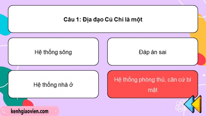 Trò chơi khởi động Lịch sử Địa lí 4 kết nối Bài 28: Địa đạo Củ Chi