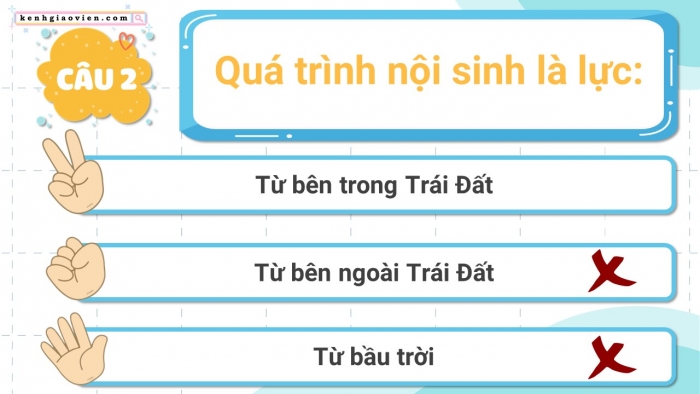 Trò chơi khởi động Địa lí 6 kết nối Bài 11: Quá trình nội sinh và quá trình ngoại sinh. Hiện tượng tạo núi
