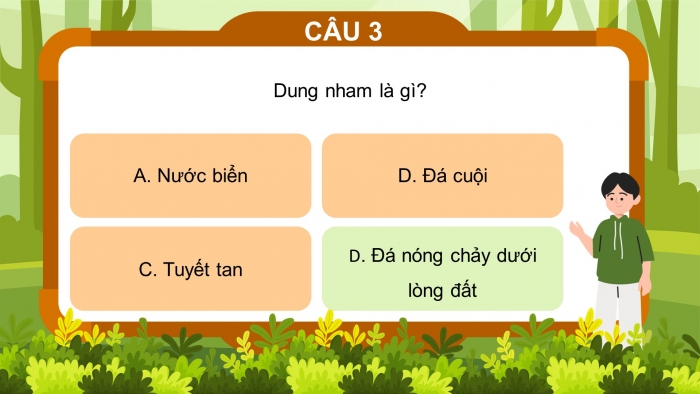 Trò chơi khởi động Địa lí 6 kết nối Bài 12: Núi lửa và động đất