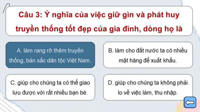 Trò chơi khởi động Công dân 6 kết nối tri thức