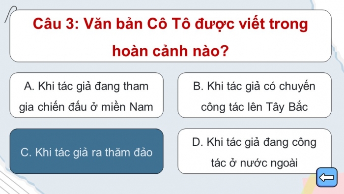 Trò chơi khởi động Ngữ văn 6 kết nối Bài 5: Cô Tô