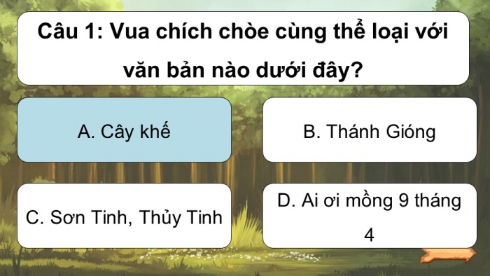 Trò chơi khởi động Ngữ văn 6 kết nối Bài 7: Vua chích choè