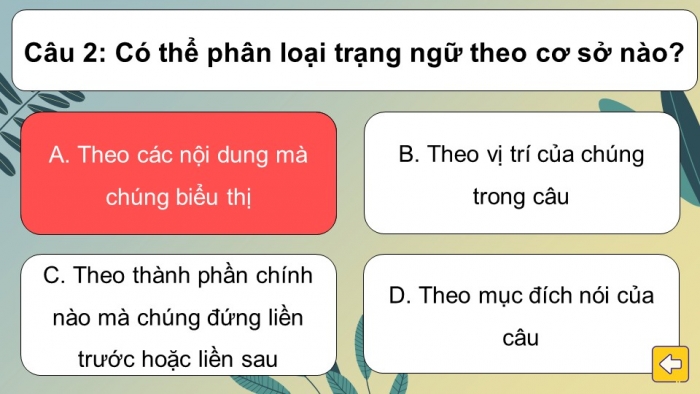 Trò chơi khởi động Ngữ văn 6 kết nối Bài 8: Trạng ngữ, Nghĩa của từ ngữ