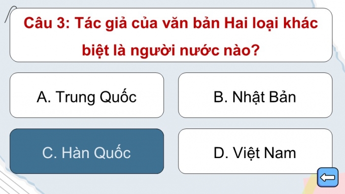 Trò chơi khởi động Ngữ văn 6 kết nối Bài 8: Hai loại khác biệt