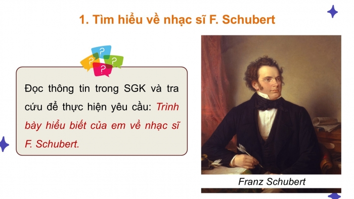 Giáo án điện tử Âm nhạc 9 kết nối Tiết 29: Thường thức âm nhạc Nhạc sĩ Franz Peter Schubert và khúc nhạc Serenade, Ôn bài hát Donna Donna