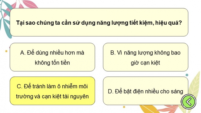 Trò chơi khởi động Công nghệ 6 chân trời Bài 2: Sử dụng năng lượng trong gia đình