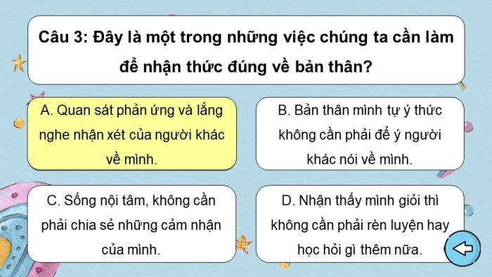 Trò chơi khởi động Công dân 6 kết nối Bài 6: Tự nhận thức bản thân
