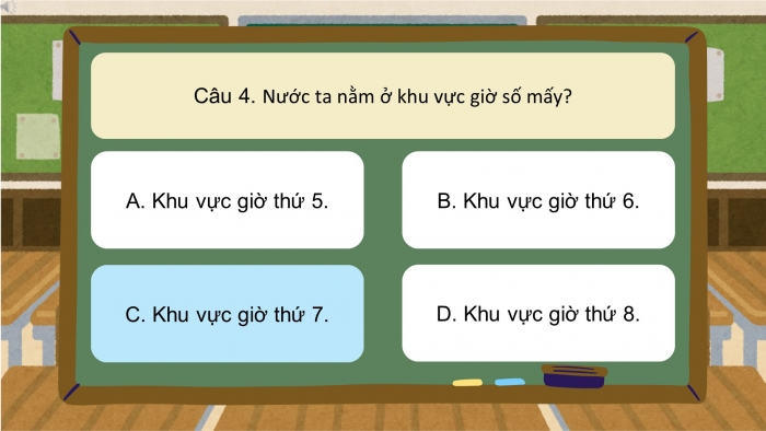 Trò chơi khởi động Địa lí 6 chân trời Bài 6: Chuyển động tự quay quanh trục của Trái Đất và hệ quả
