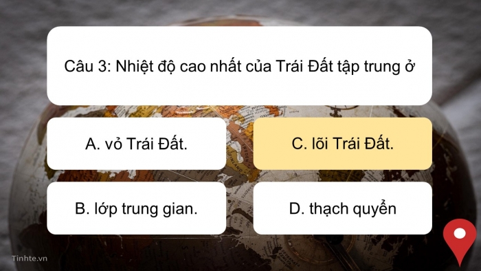 Trò chơi khởi động Địa lí 6 chân trời Bài 9: Cấu tạo của Trái Đất. Các mảng kiến tạo. Động đất và núi lửa