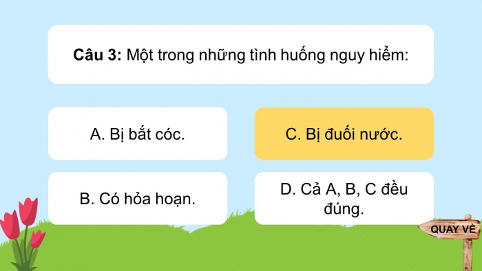 Trò chơi khởi động Công dân 6 kết nối Bài 7: Ứng phó với tình huống nguy hiểm