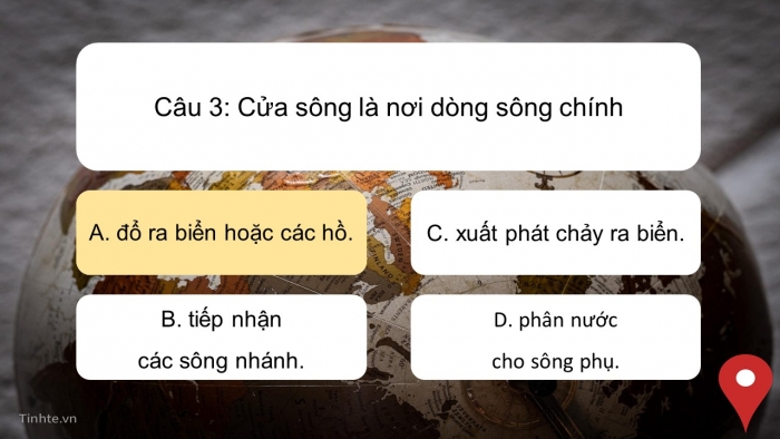 Trò chơi khởi động Địa lí 6 chân trời Bài 17: Sông và hồ