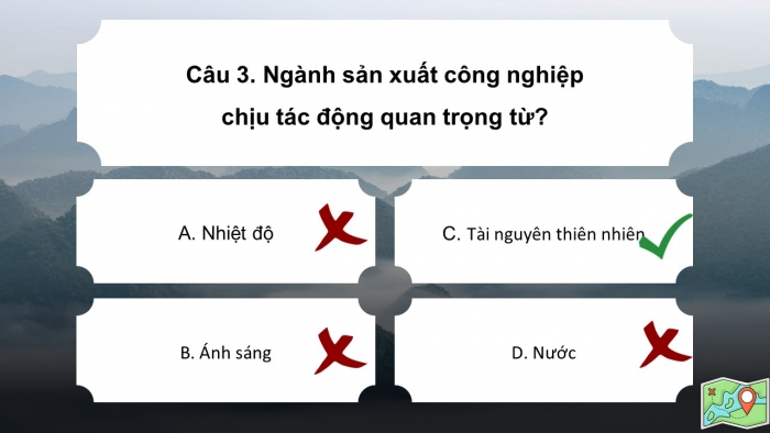 Trò chơi khởi động Địa lí 6 chân trời Bài 23: Con người và thiên nhiên