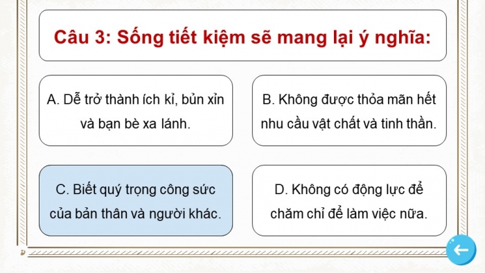 Trò chơi khởi động Công dân 6 kết nối Bài 8: Tiết kiệm