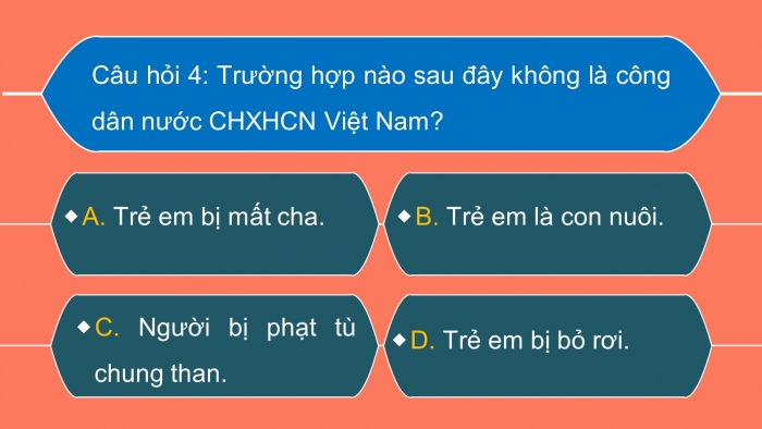 Trò chơi khởi động Công dân 6 chân trời Bài 9: Công dân nước Cộng hoà xã hội chủ nghĩa Việt Nam