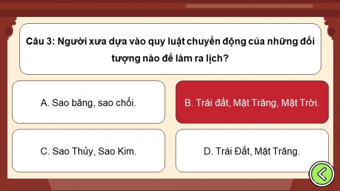 Trò chơi khởi động Lịch sử 6 chân trời Bài 2: Thời gian trong lịch sử