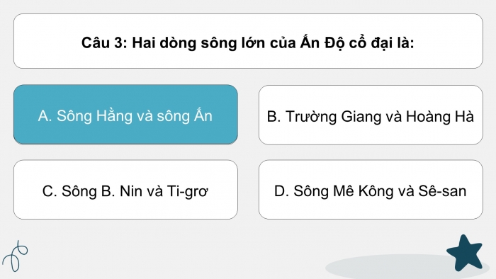 Trò chơi khởi động Lịch sử 6 chân trời Bài 8: Ấn Độ cổ đại