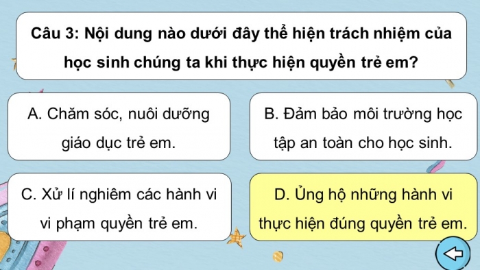 Trò chơi khởi động Công dân 6 kết nối Bài 12: Thực hiện quyền trẻ em