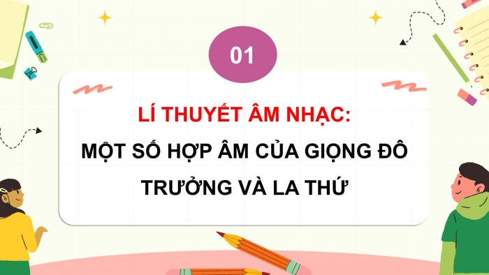 Giáo án điện tử Âm nhạc 9 kết nối Tiết 30: Lí thuyết âm nhạc Một số hợp âm của giọng Đô trưởng và giọng La thứ, Đọc nhạc Bài đọc nhạc số 4