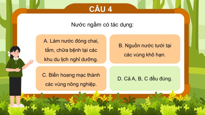 Trò chơi khởi động Địa lí 6 cánh diều Bài 18: Sông. Nước ngầm và băng hà