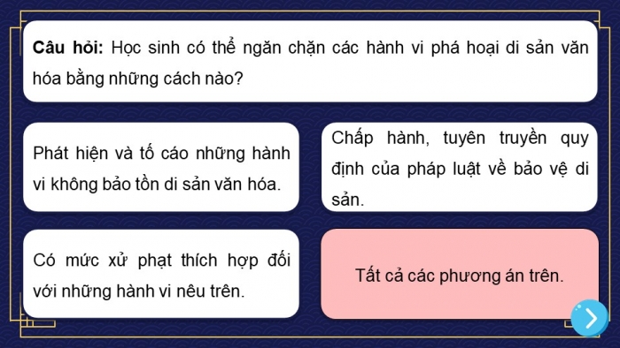 Trò chơi khởi động Công dân 7 kết nối Bài 5: Bảo tồn di sản văn hoá