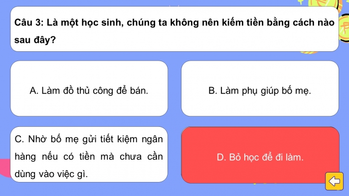 Trò chơi khởi động Công dân 7 kết nối Bài 8: Quản lí tiền