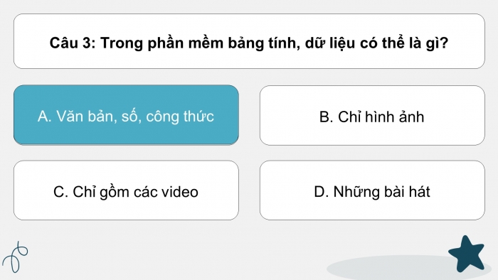 Trò chơi khởi động Tin học 7 kết nối Bài 6: Làm quen với phần mềm bảng tính