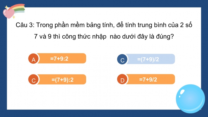 Trò chơi khởi động Tin học 7 kết nối Bài 8: Công cụ hỗ trợ tính toán