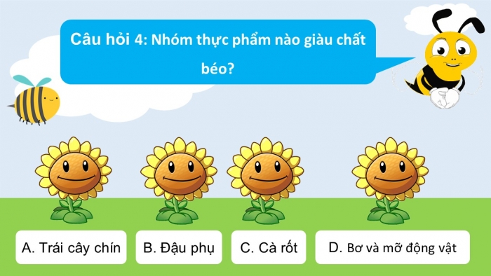 Trò chơi khởi động Công nghệ 6 kết nối Bài 4: Thực phẩm và dinh dưỡng