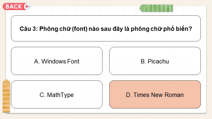 Trò chơi khởi động Tin học 7 kết nối Bài 12: Định dạng đối tượng trên trang chiếu