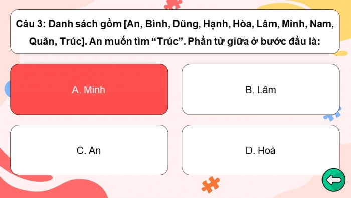 Trò chơi khởi động Tin học 7 kết nối Bài 16: Thuật toán sắp xếp