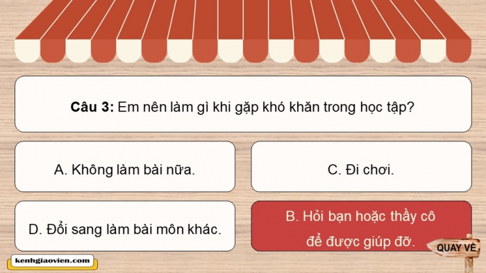 Trò chơi khởi động Đạo đức 2 kết nối Bài 12: Tìm kiếm sự hỗ trợ khi ở trường