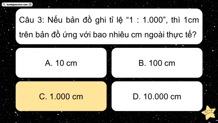 Trò chơi khởi động Địa lí 6 kết nối Bài 3: Tỉ lệ bản đồ. Tính khoảng cách thực tế dựa vào tỉ lệ bản đồ