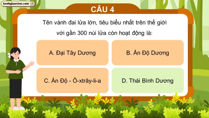 Trò chơi khởi động Địa lí 6 kết nối Bài 12: Núi lửa và động đất