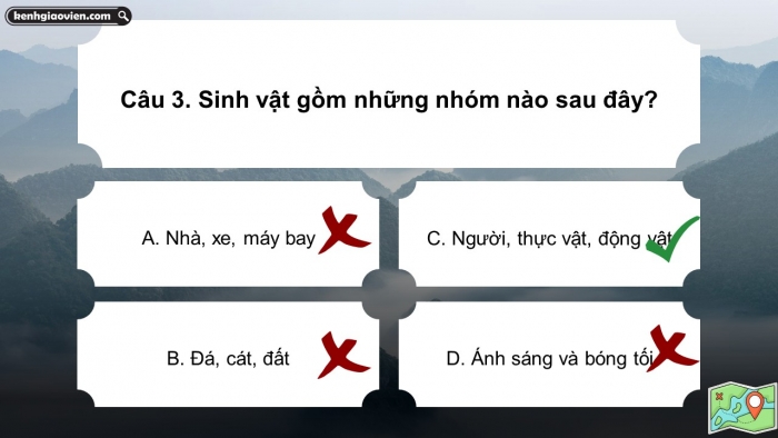 Trò chơi khởi động Địa lí 6 kết nối Bài 23: Sự sống trên Trái Đất